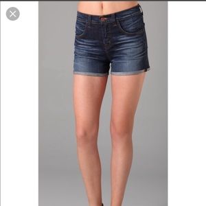 J Brand Gwen dark denim cuffed high rise shorts